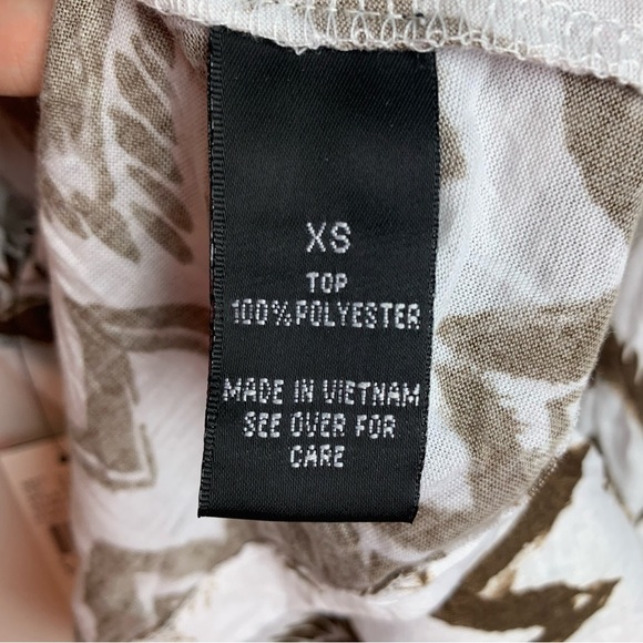 AB Studio White Brown Chevron Spaghetti Straps Fringe Blouse - Picture 11 of 16